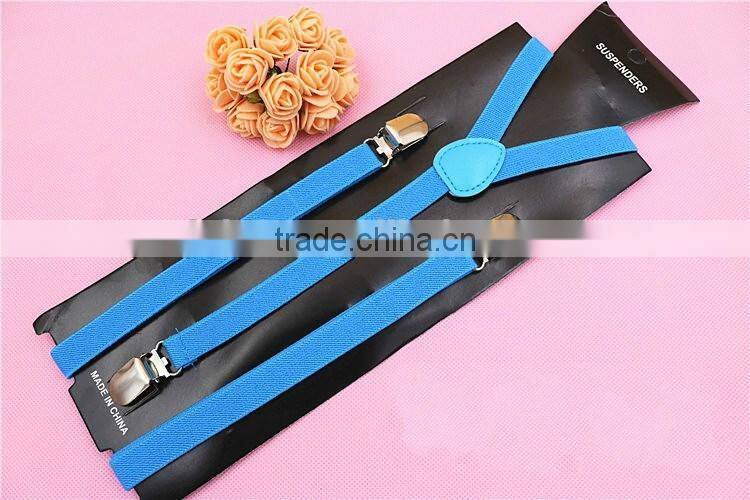 15 Colors 0.6 Inch Clip-on Suspenders Elastic Y-Shape Adjustable Braces