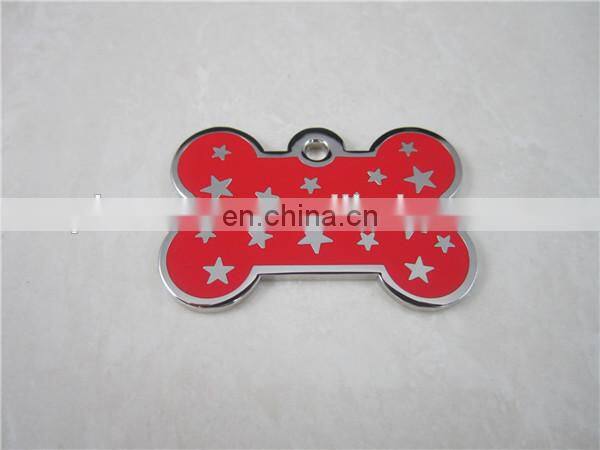 Bone shape metal diamond dog tag /dog name tag