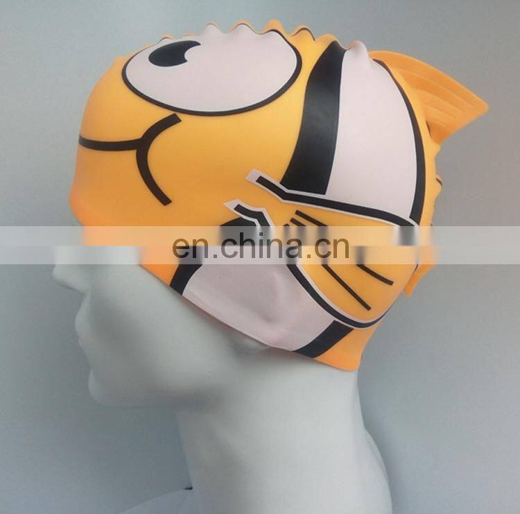 Silicone cartoon swim cap kids
