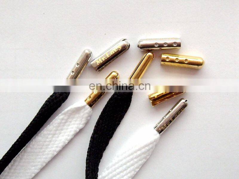 gold/gun metal /silver metal aglet custom engraved/printed logo metal lace aglet shoelace tips for wearshirt