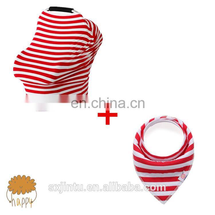 New Baby Gift Cotton Set Nursing Scarf 4-in-1 Amazon wave Infinity scarf car seat cover with baby curp cloths Set