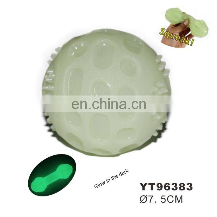 Dog squeaky chew toy dog TPR bite toys glow in the dark