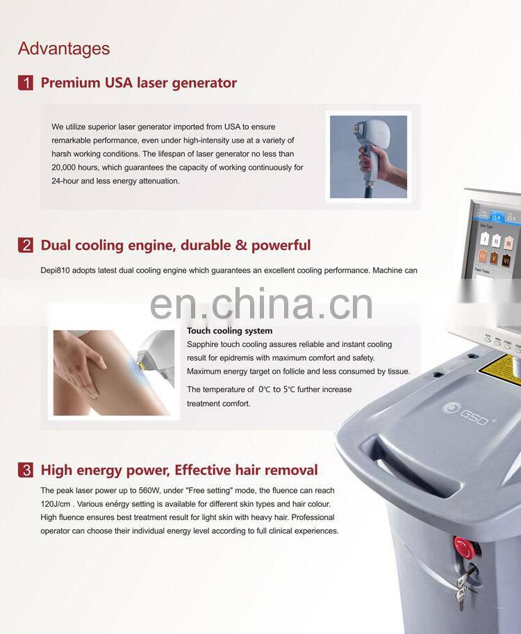 GSD 810nm diode laser permanent hair removal