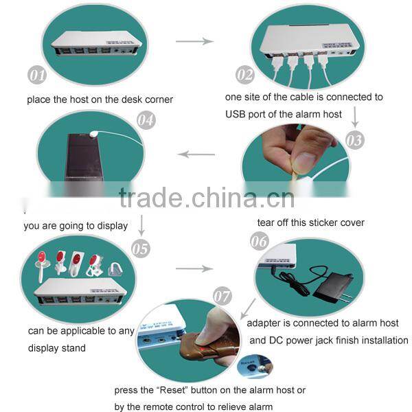 100% secure For Retails store Display Multi Phones Alarm Stand With 8 Ports Charger