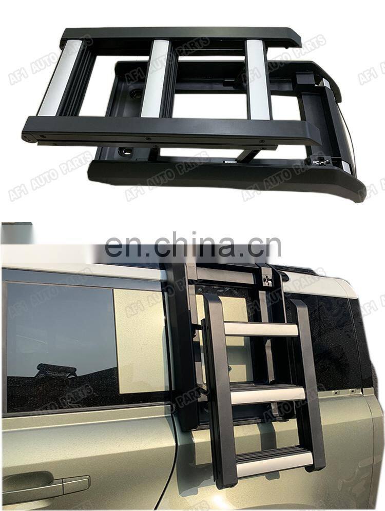 Black Side Roof Access Ladder For Defender 90 110 2020 2021 Tailgate
