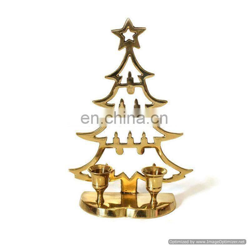 gold Christmas tree candle holder