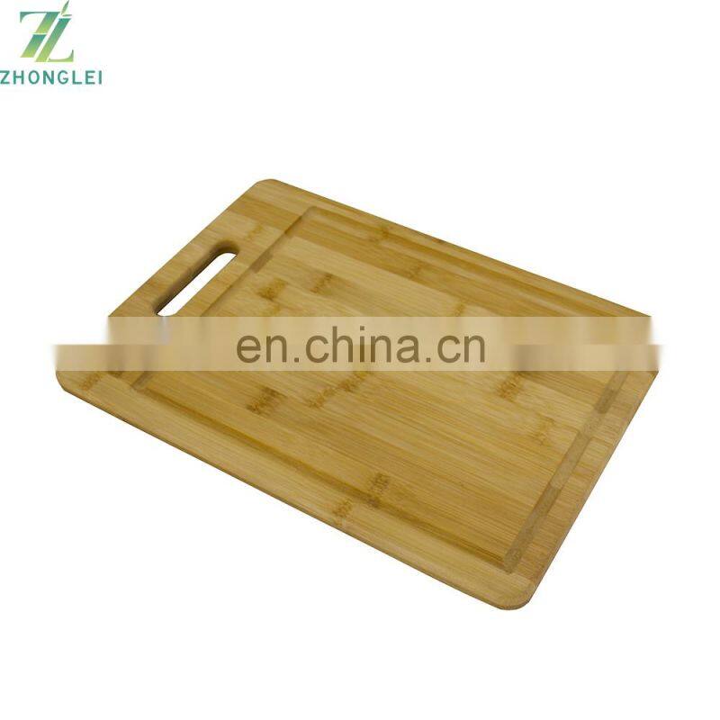High Quality Rectangular Organic Bamboo Cutting  Board with Groove for Kitchen
