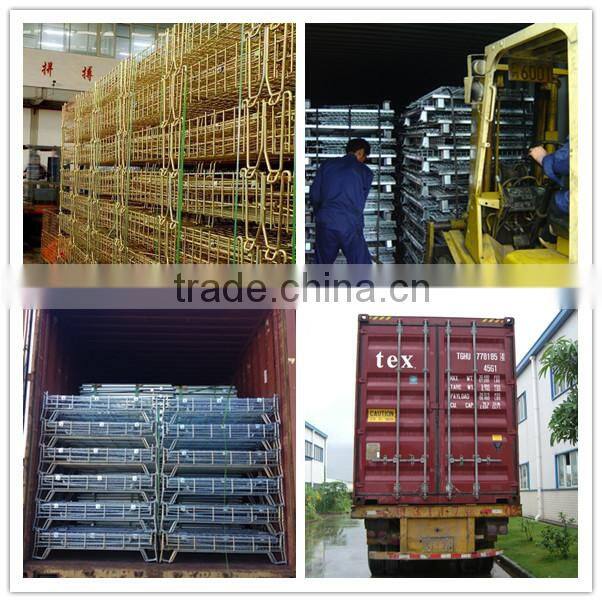 Industrial stackable foldable storage warehouse metal cage