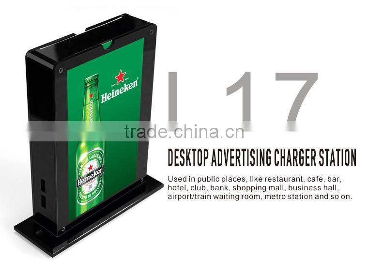 Fashionable acrylic 15000mAh menu stand advertising power bank for restaurant/ cafe / bars