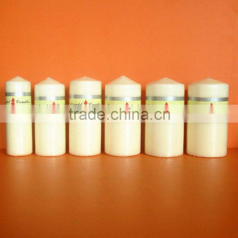 white solid pillar/ multi-colored solid pillar candle
