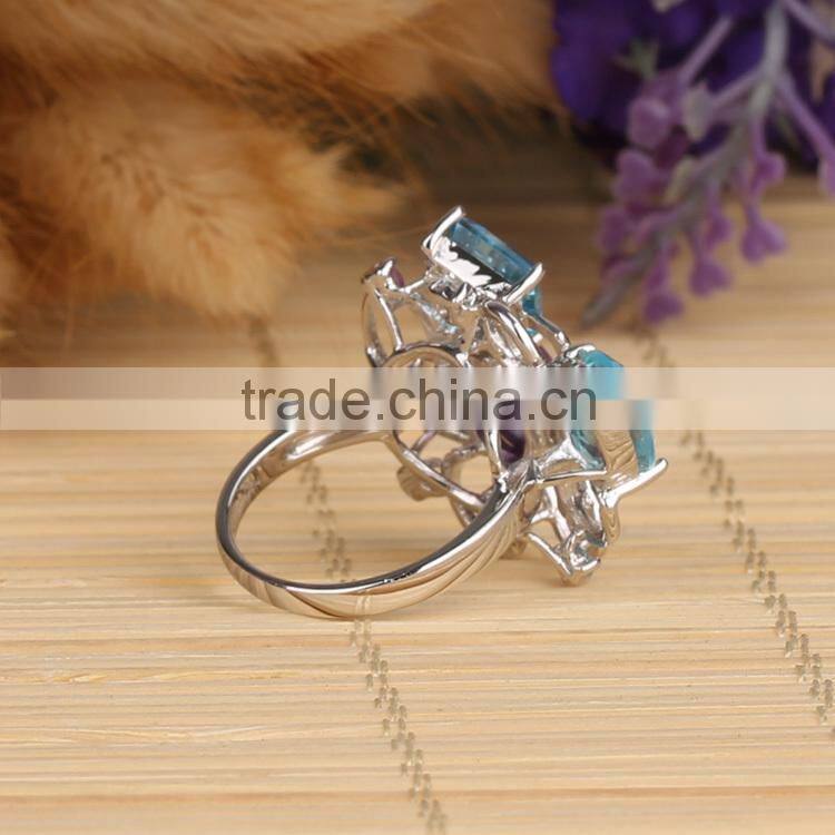 mirror polished white rhodium fashion sterling silver jewelry ring with stock