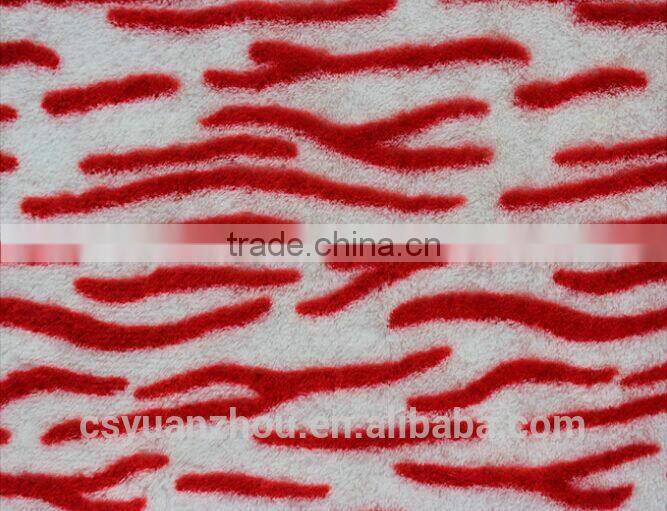 soft red stripe tiger print plush toy fabric