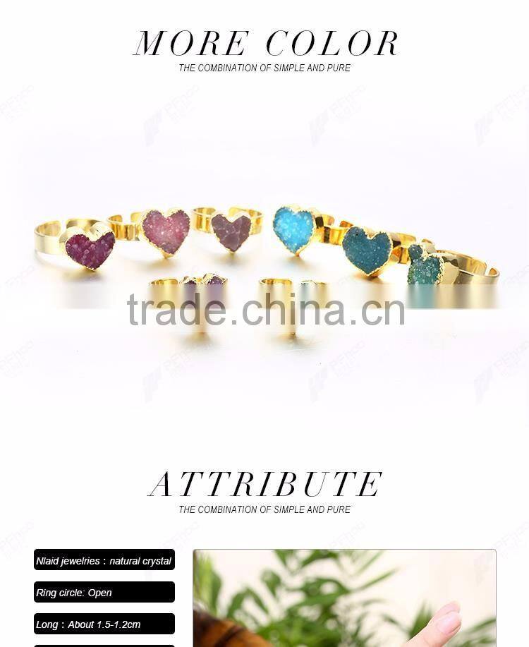 Available stock jewelry natural crystal heart ring design wholesale