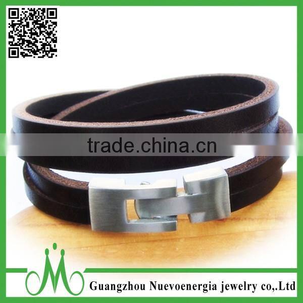 Genuine PU leather stainless steel Magnetic Clasp bracelets for Birthday gift