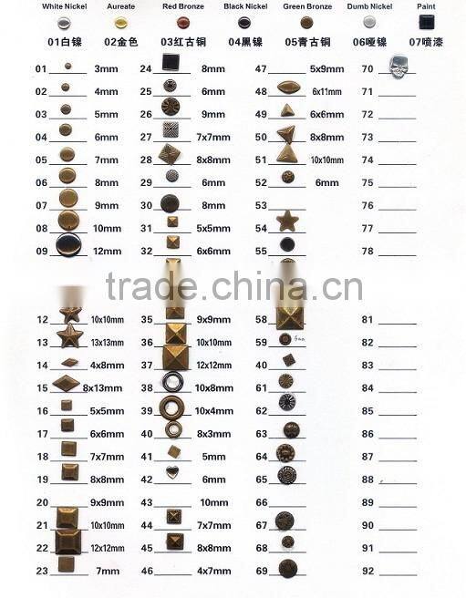 Wholesale Price 6mm/8mm/10mm Alloy Hot Fix stud Round with spot, Garment Metal Fittings, Jeans Metal Fitting