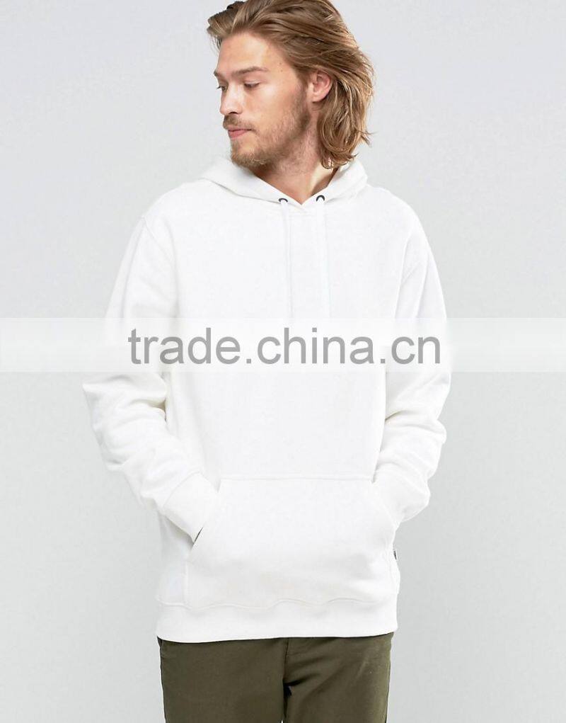 Customize logo pocket white 100% cotton blank hoodies