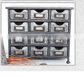 Distressed Black Solid Wood Bedside Table with Wheels