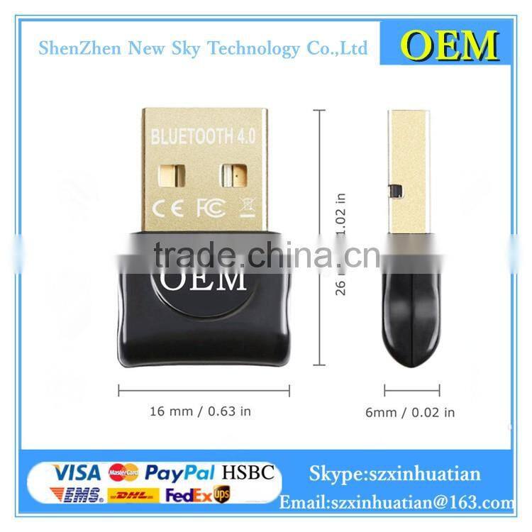 New plug and play high speed mini usb wireless bluetooth CSR 4.0 CSR8510 chipset USB bluetooth dongle adapter