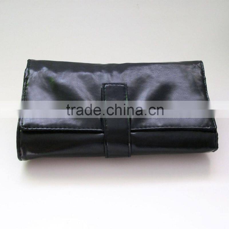 20 slots beauty black faux leather cosmetic brush makeup bag case holder roll