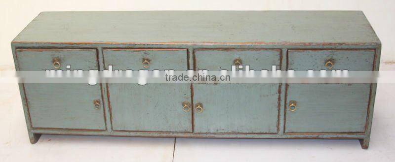 chinese antique living room blue cabinet with four door four drawer