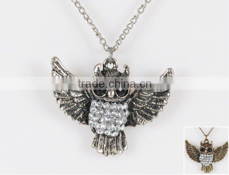 New style cute fashion jewelry vintage silver owl necklace