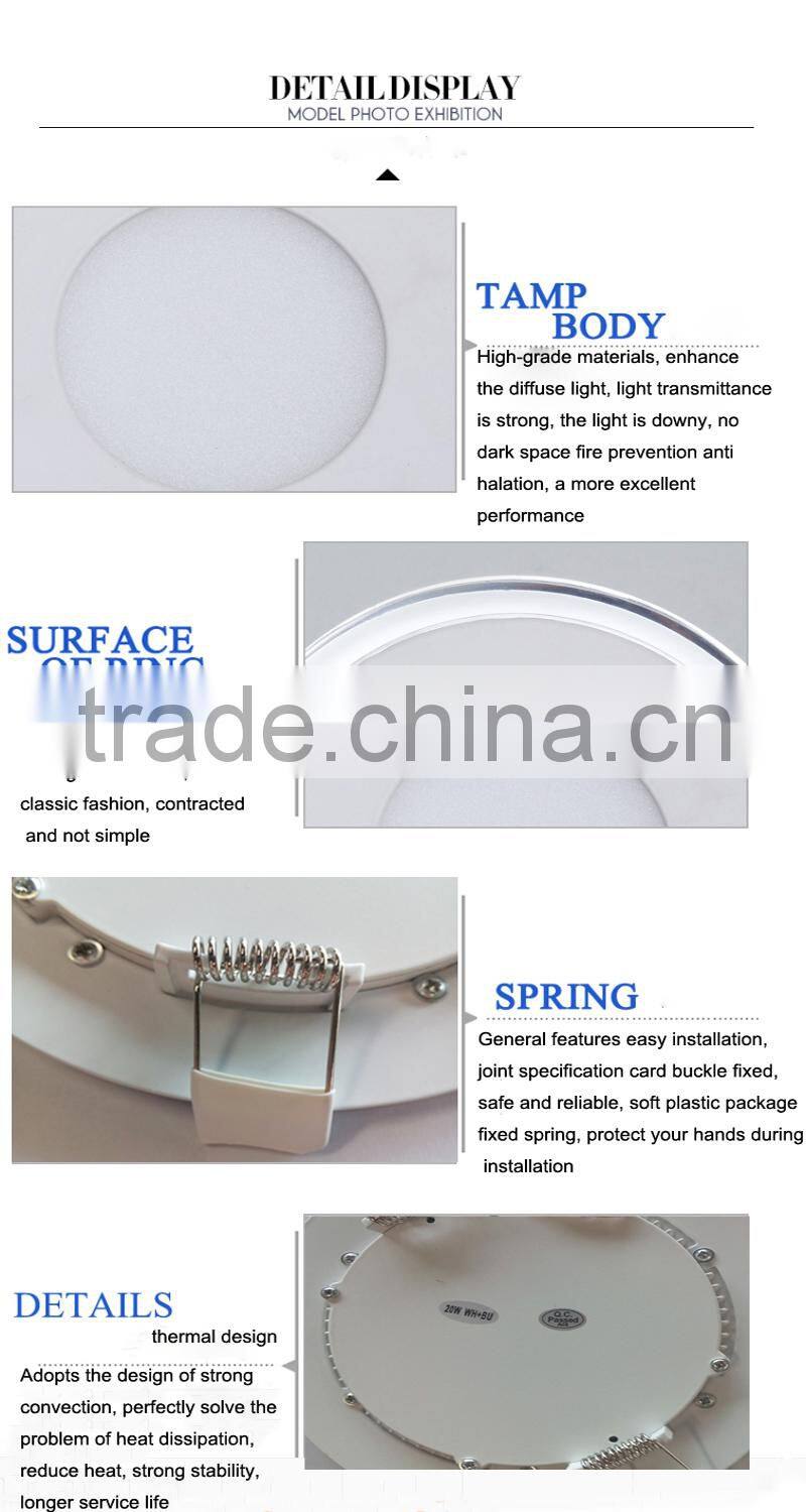 New Design Multicolor LED Panel Lamp Aluminum CE RoHS Best Selling 6W 9W 12W 18W 20W