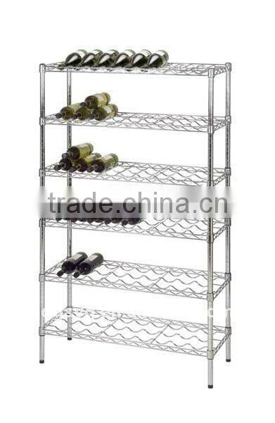 Chrome Wine Rack 8 Shelves stores and displays up to 72 wine bottles