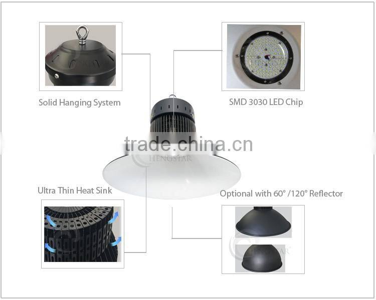new arrival 60degree 120degree supermarket illumination black color meanwell drivers stainless steel smd led high bay light