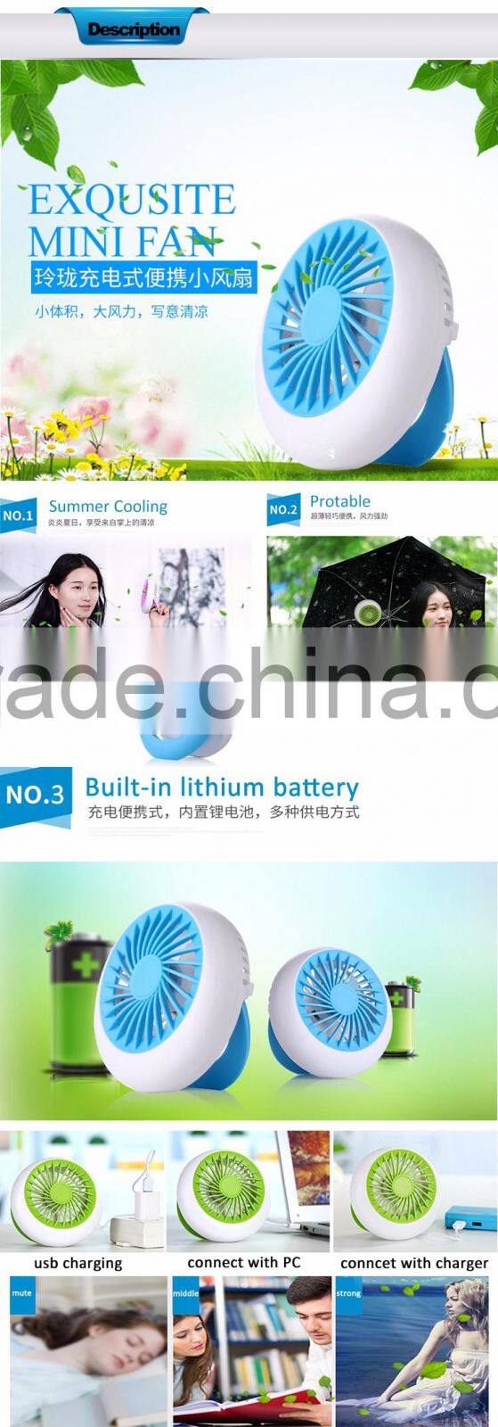 PC Material and Electric Power Source Mini USB Fan