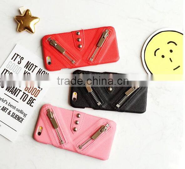 Zipper for Iphone 6 accessories case for iphone 6 PU Leather Back Cover