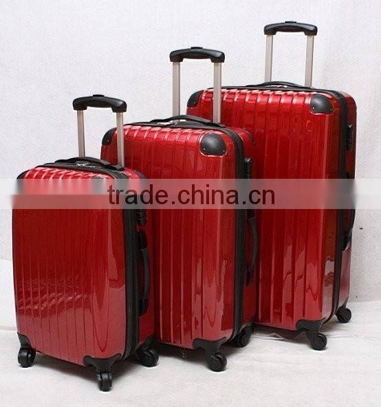 stock ABS+PC 3pcs expandable rolling wheeled trolley travel bag for brazil