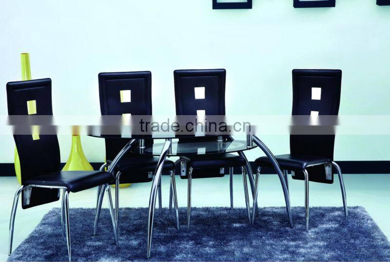 Good quality tempered glass metal frame dining table