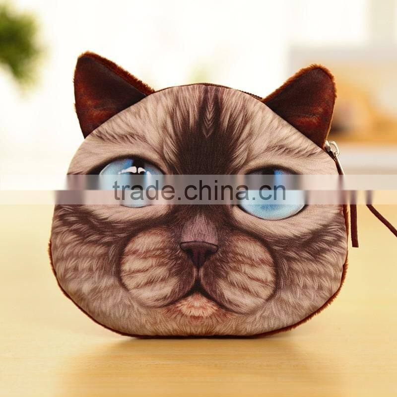 Wholesale cute 3D cat kitten coin purse change purse