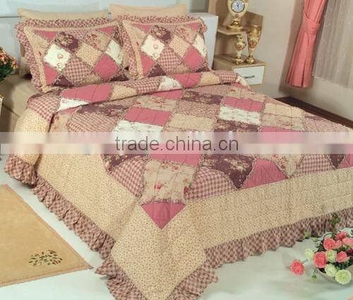Brand new style pretty flowers bedding set patchwork quilt cotton quilt