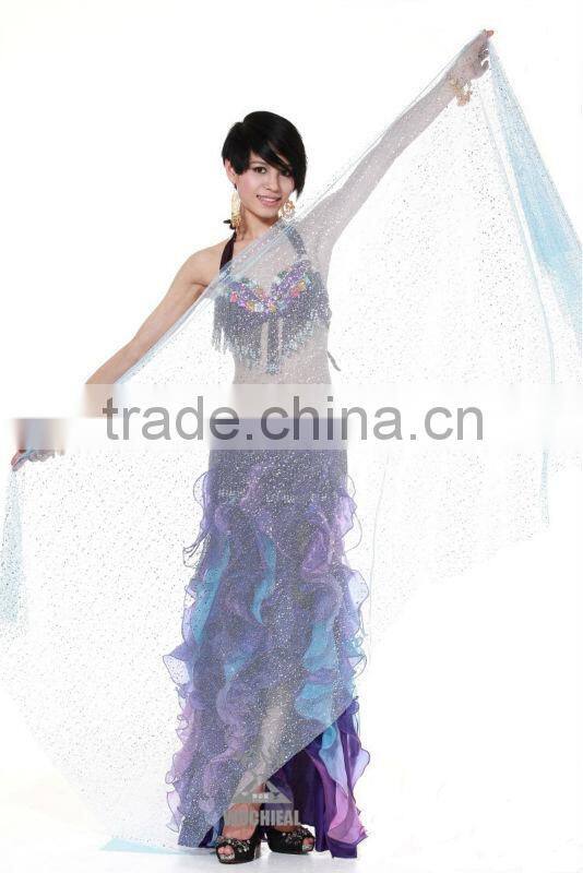 Belly dance performance / practice costume veil for ladies with glittering dots (SJ009)