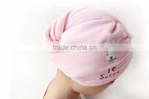 China supply Popular Ultra Absorbent Turbie Twist cotton terry towel hair turban with embroidery logo