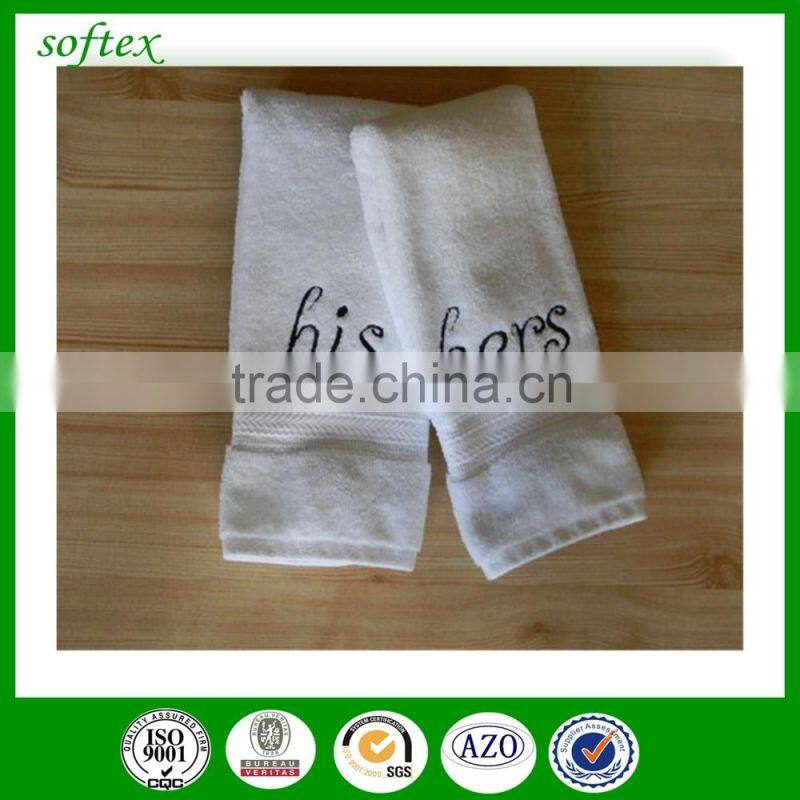 wholesale His and Hers embroidery design terry bath towel 100% cotton