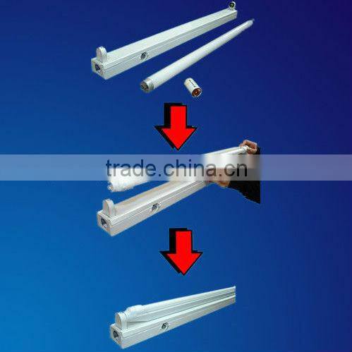 T8 to T5 fluorescent lamp adapter with reflector UL listed