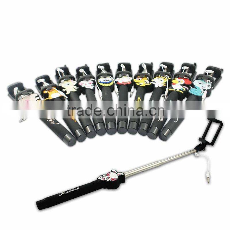 2015 zoom fashion selfie stick, cartoon selfie stick monopod