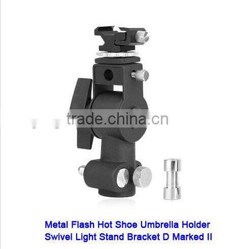 Metal Flash Hot Shoe Umbrella Holder Swivel Light Stand Bracket D Marked II