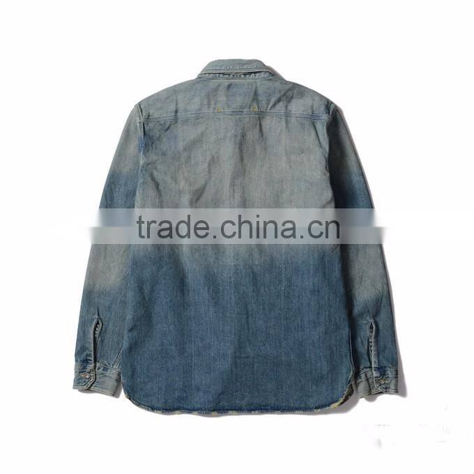 Men's jean jacket short jeans thin coat with long sleeves distressed wash denim jacket OEM service