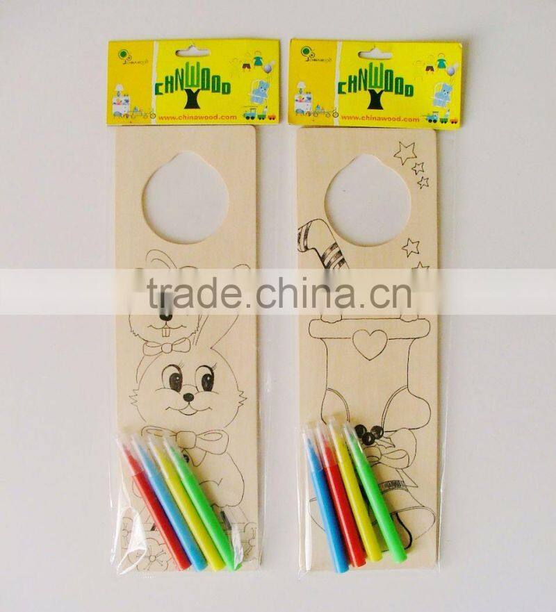 DIY Craft Decorative Wooden Door Hanger for Kids Holiday to Paint with Acrylic