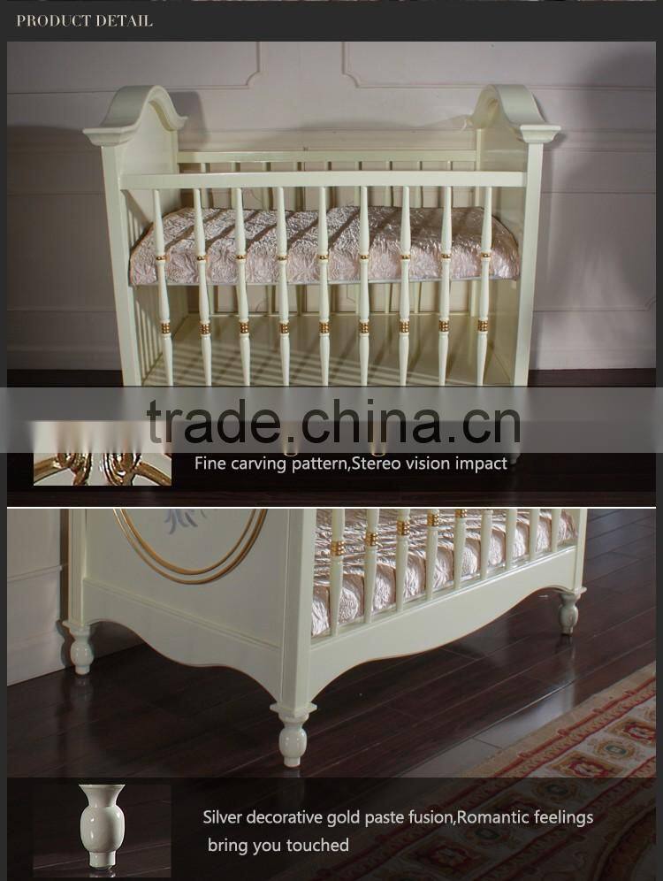 Italian classic design furniture French furniture baby bed green wooden baby bad