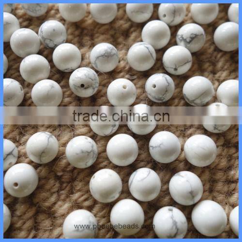 4mm 8mm Half Drilled Round Natural White Turquoise Loose Beads Gemstone For DIY Earrings Making HD-WTSR4mm