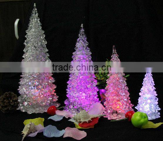 Led acrylic christmas tress battery operated flameless christmas tree paraffin wax light christmas vners for decoration