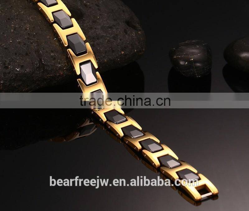 Men's Ceramic Stainless Steel Magnetic Therapy Power Bracelet Magnets Germanium Health Wristband
