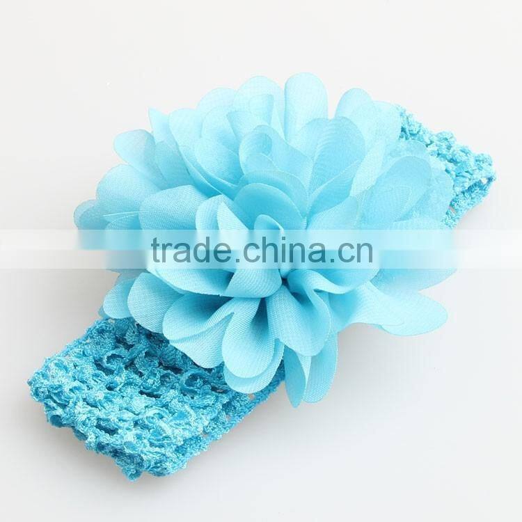 Wholesale cute handmade crochet baby headband with Chiffon flower