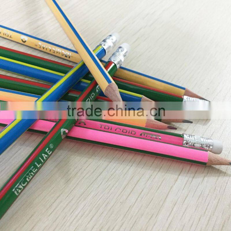 Standard size triangular shape HB pencil sharpened with eraser