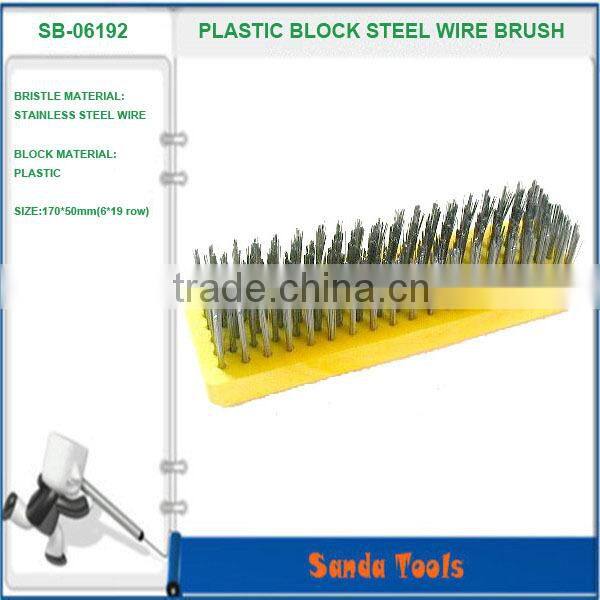 yellow plastic block wire brush