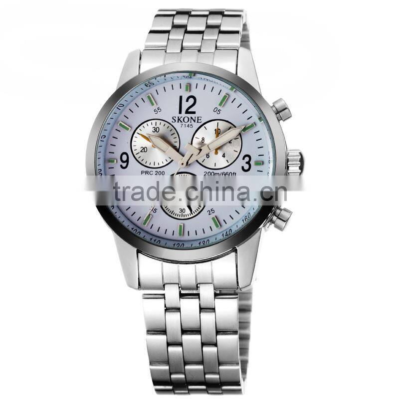 SKONE 7145 stainless steel back water resistant watch